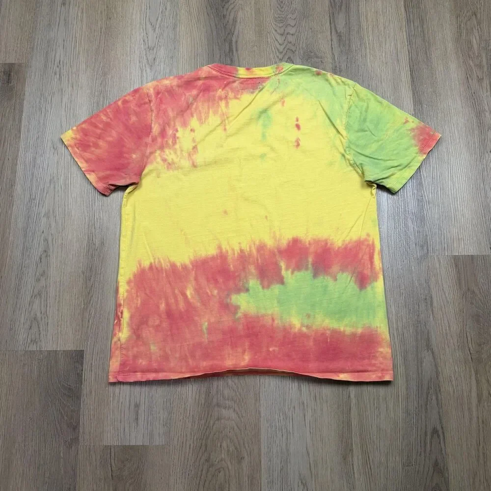 Guess J Balvin Shirt Mens Medium Yellow Vibras Triangle Tie Dye Graphic Tee - Picture 4 of 9